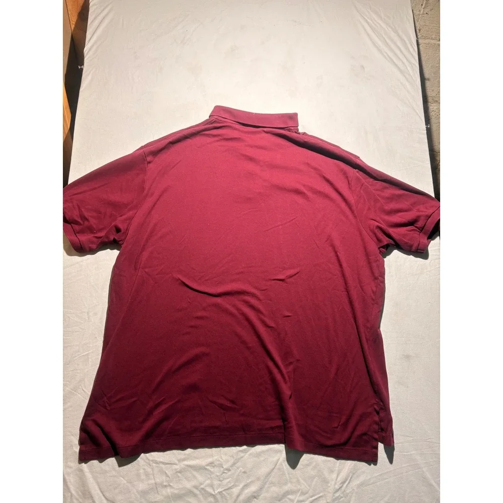 Polo Ralph Lauren Mens Maroon Burgundy Interlock Cotton Short Sleeve Polo Shirt